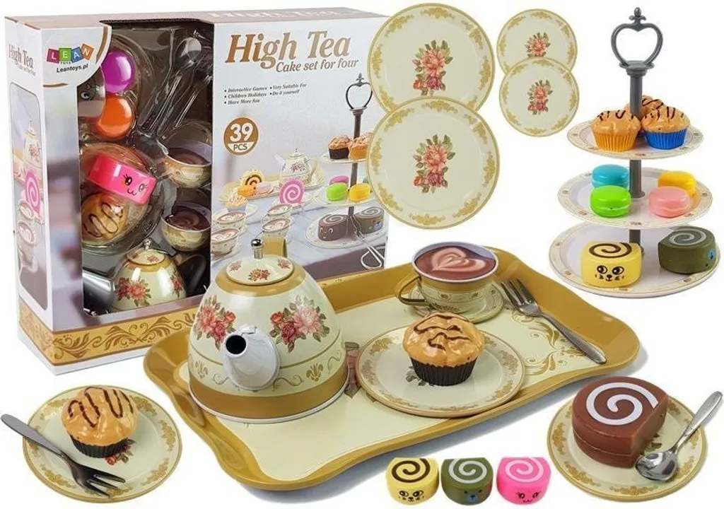 Set da Tè per Bambini in Latta con Valigetta e Pasticcini Colorati