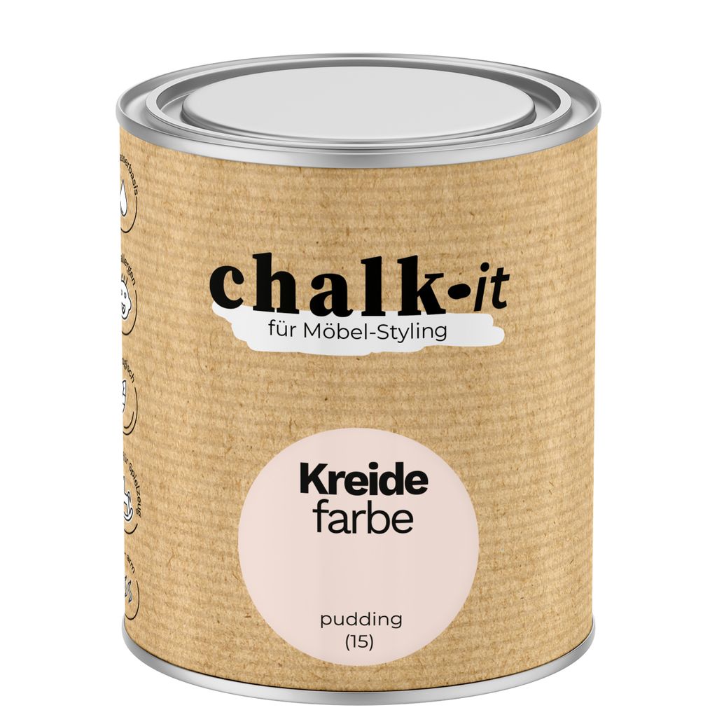 Kreidefarbe Chalk-it (15) Pudding 0,75L Shaby Chic Möbel Holzlack Natur Vintage Möbellack