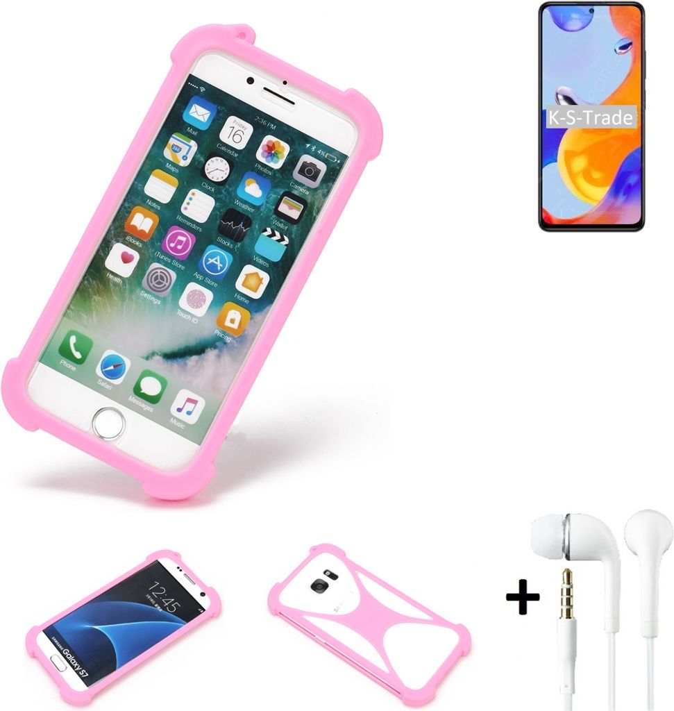 K-S-Trade Bumper + Kopfhörer kompatibel mit Xiaomi Redmi Note 11 Pro Global Handy Hülle Schutzhülle Silikon Schutz Hülle Cover Case Silikoncase