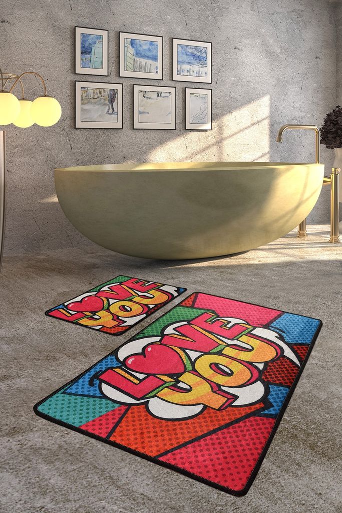 Mijolnir, Red Love, Badematten, Mehrfarbig, Polyester, 60 x 100 cm
