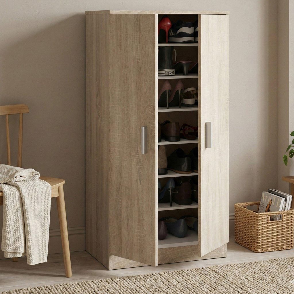 Akimera - Armoire polyvalente 2 portes, 55x108h cm Chêne Image du produit 