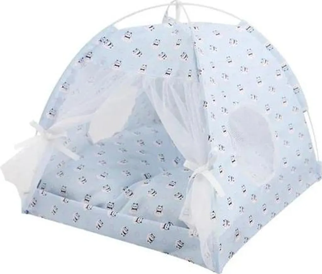 Niche portable pour chien et chat, tente étanche Panda Bleu format L