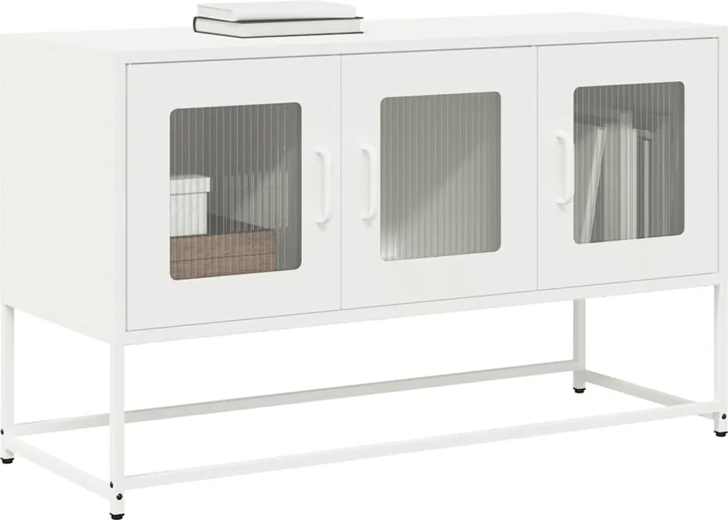 Mobile Porta TV in Acciaio Bianco 100,5 cm - Maison Exclusive Prezzo