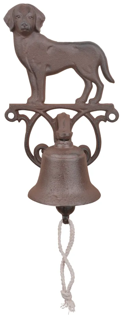 Esschert Design Sonnette de porte chien en fonte - Cloche murale rustique