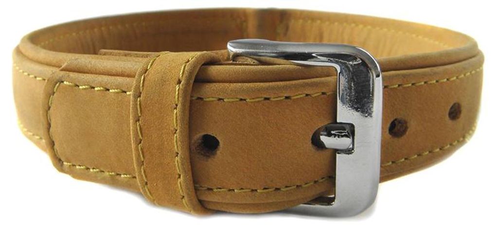 Das Lederband Hundehalsband Boston sand/sand, Länge: 30 cm / Breite: 12 mm