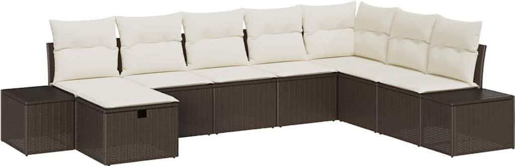 Gartensofa-set mit Kissen 8 pcs Braun Poly-Rattan