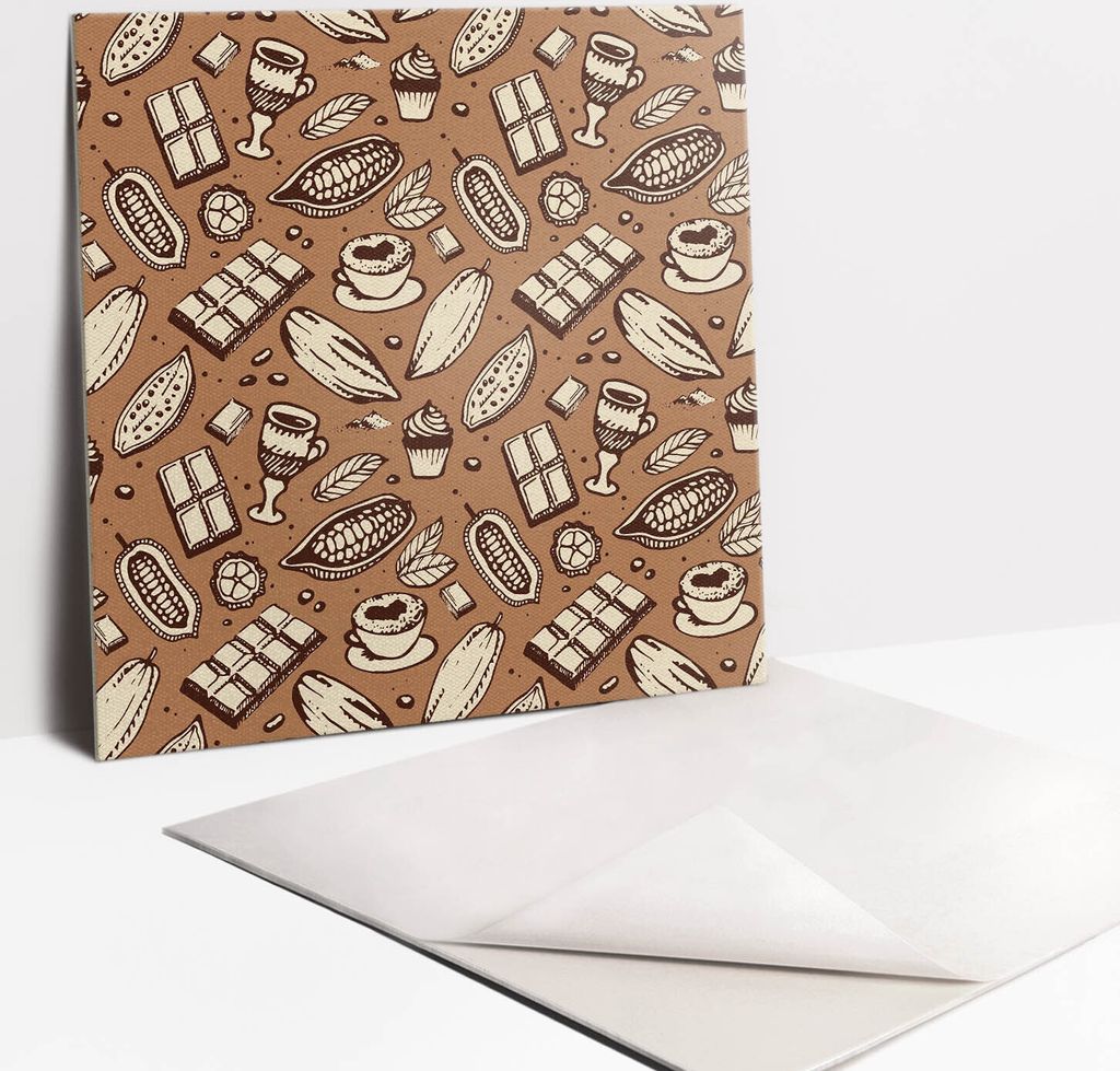 Fliesenaufkleber Set für Bad und Küche - 9 Fliesen Selbstklebend PVC - 30 x 30 - Braune Abstraktion