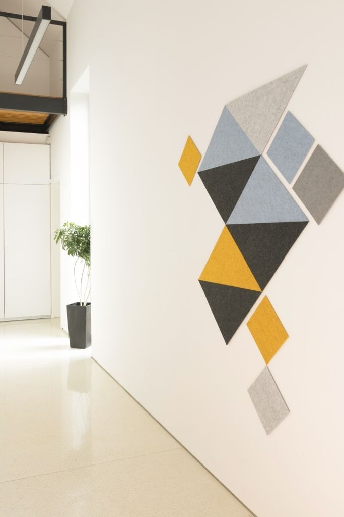 MARBET FELT Akustikpaneele selbstklebend 565x283x5mm & 200x200x5mm, 11STK Wandpaneele Dreieck & Quadrat, Schallabsorber Wandbild Akustikplatten Sch...