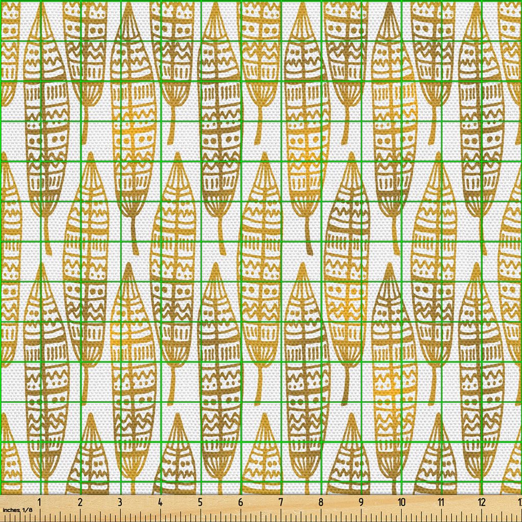 ABAKUHAUS Feder Gewebe als Meterware, Stammes-ethnischen detaillierte Native American inspirierte Boho Artwork Print, 3 M (148 x 300 cm), Bernstein...