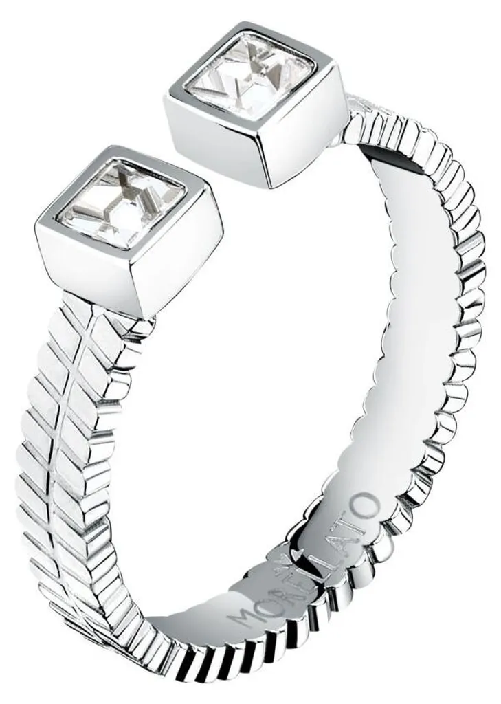 Bague ouverte Gioia SAVY3901 en acier et cristaux - Taille 52 mm