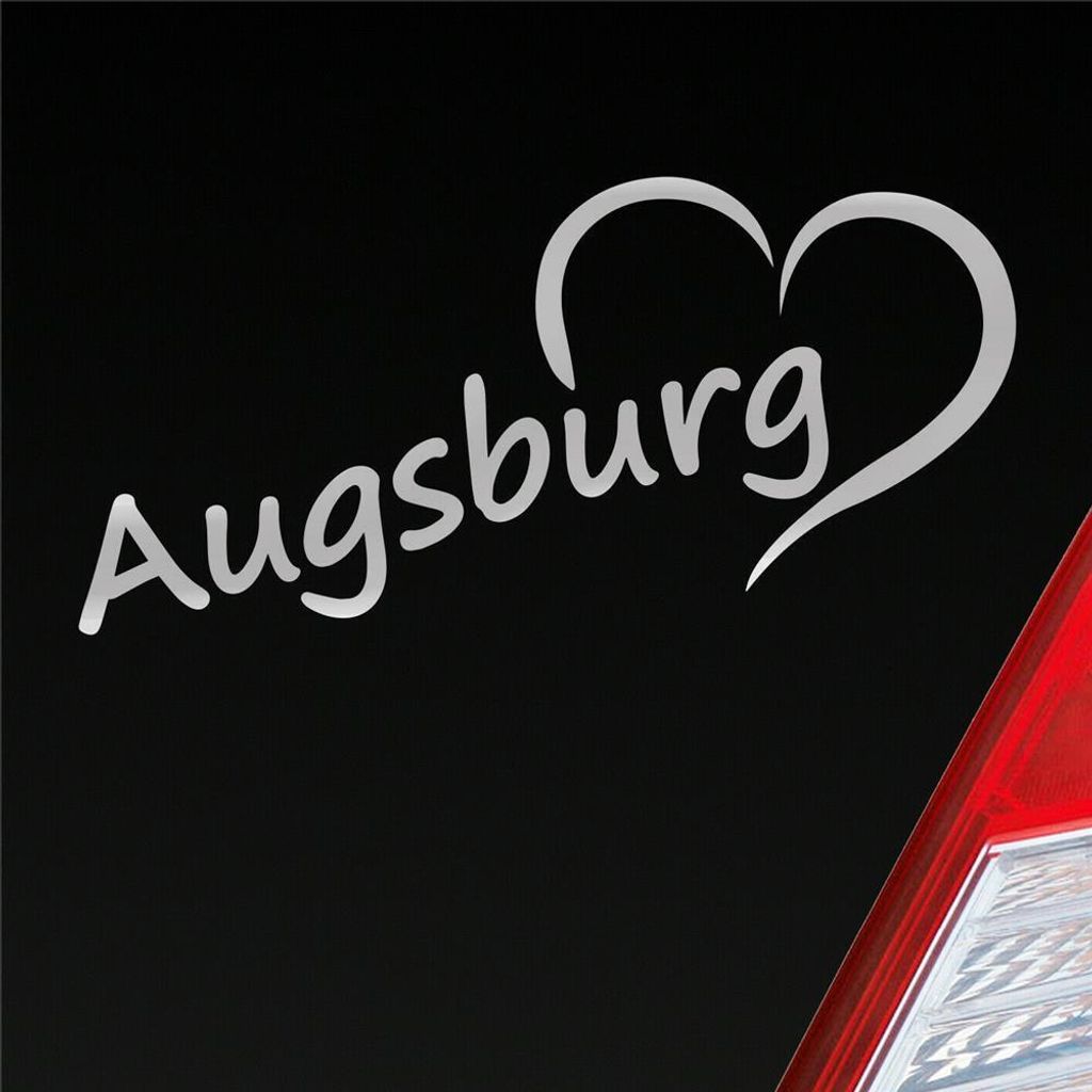 Auto Aufkleber Augsburg Herz Stadt City Liebe Love Heart 19x8 cm Silber Sticker Heckscheibenaufkleber