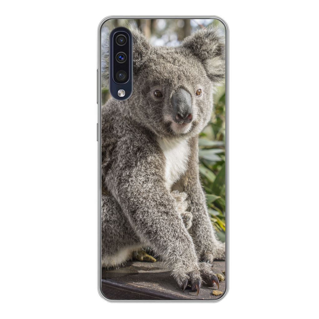 MuchoWow Handyhülle Schutzhülle Hülle für Samsung Galaxy A50 Koala - Holz - Pflanzen - Kinder - Jungen - Mädchen Silikon Softcase Handy Hül...