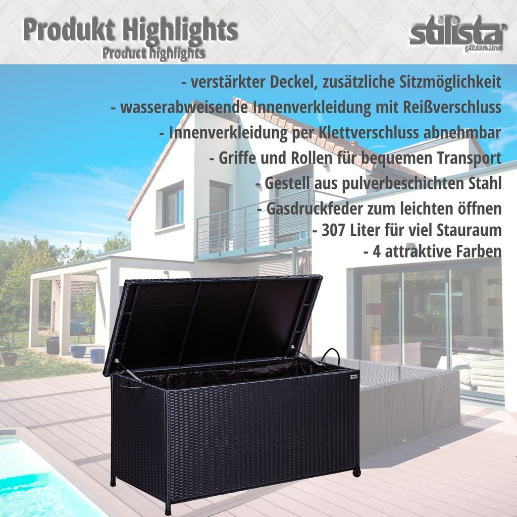 Polyrattan Auflagenbox 307 L Kissenbox Gartenbox Produktbild 8