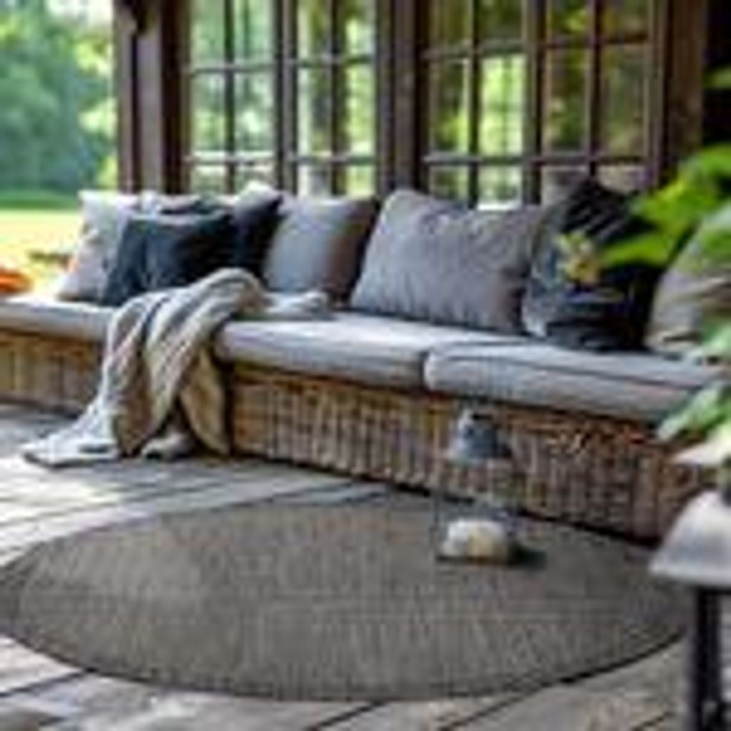 Outdoor Teppich Wetterfest Terrasse Balkon Garten Küchenteppich Einfarbiges Design Flachgewebe Sisal Look Waschbarer Teppich Verschiedene Große :...
