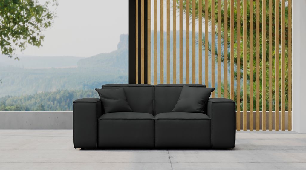 Kaiser Möbel, Gartenmöbel set, sofa 2 sitze für den Garten Terrasse, MALIBU den Hof, gemütliche, ODYSSEY Schwarz