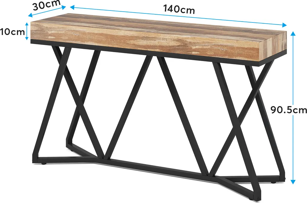 Tribesigns Table Console 140cm Style Ferme avec Socle Métallique Unique - 8