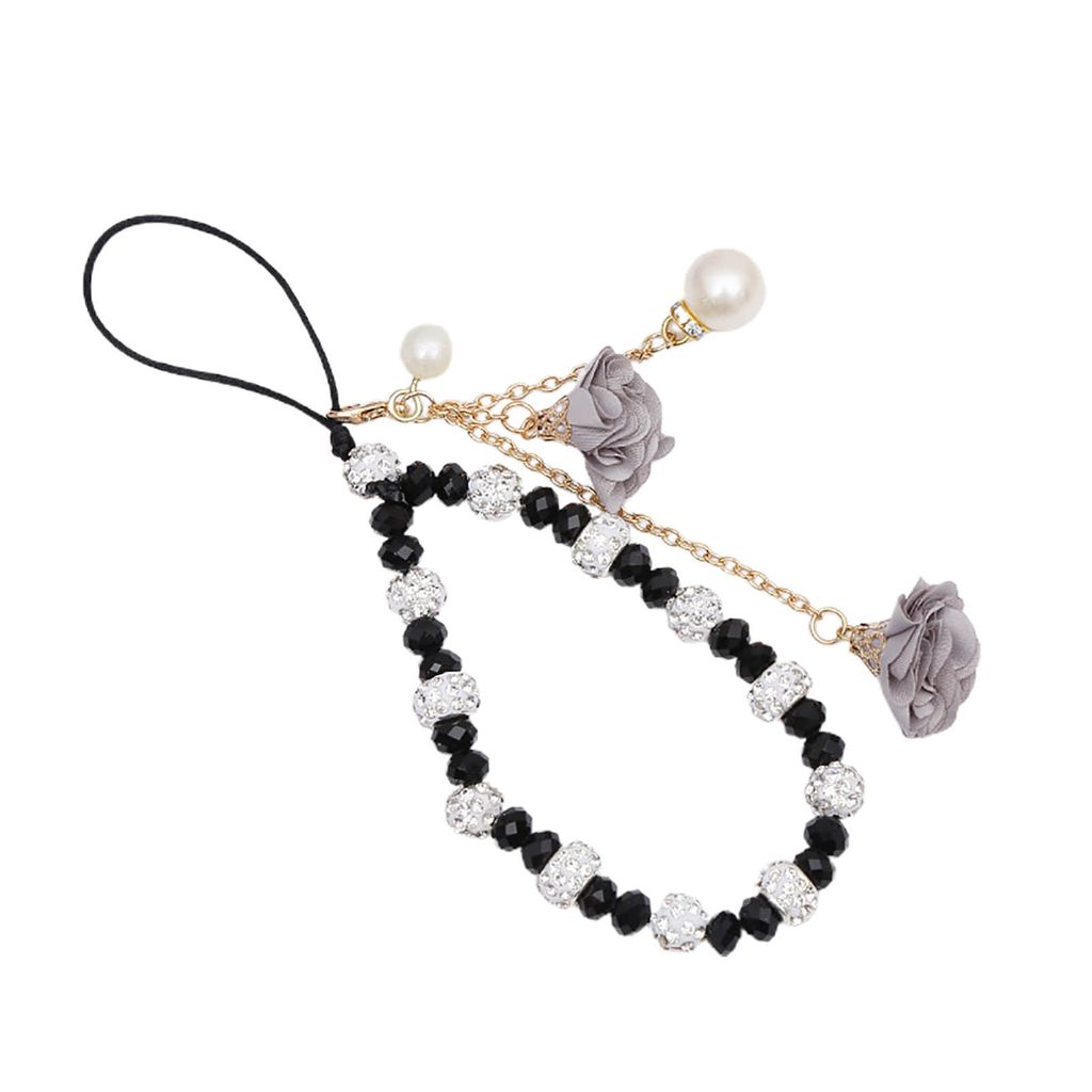 Damen-Armband, künstliche Kristallperlen, Blumen-Anhänger, Nachahmung von Perlen, kurz, dekorativ, tragbar, Damen-Armband, Handy-Gurt, Lanyard, m...