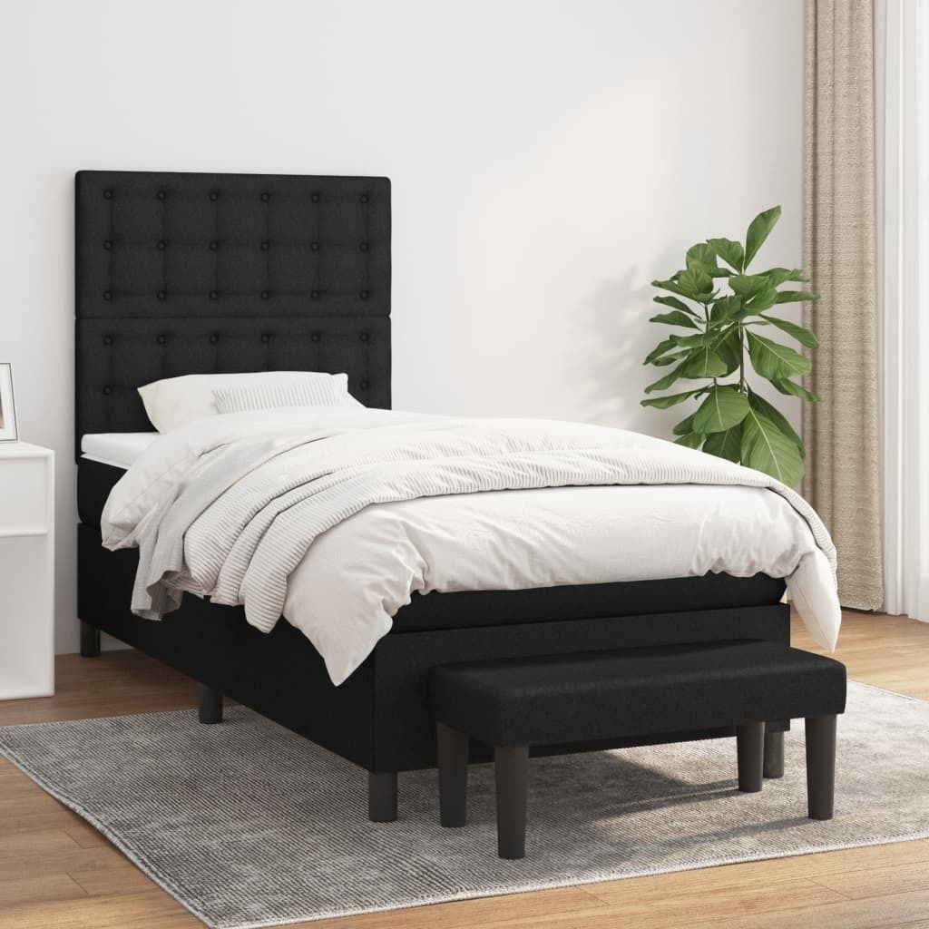 Boxspringbett mit Matratze Schwarz 80x200 cm Stoff , Klassische Betten Design 2024