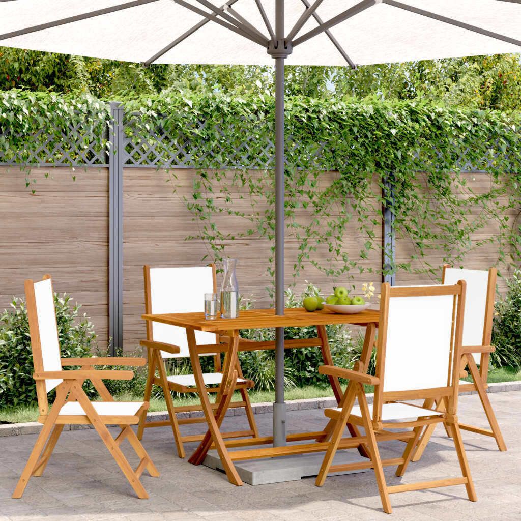 "im Angebot" Gartenstuhl Verstellbar 4 Stk. - bis 150 kg - Cremeweiß Stoff und Massivholz - Stapelsessel CC9570