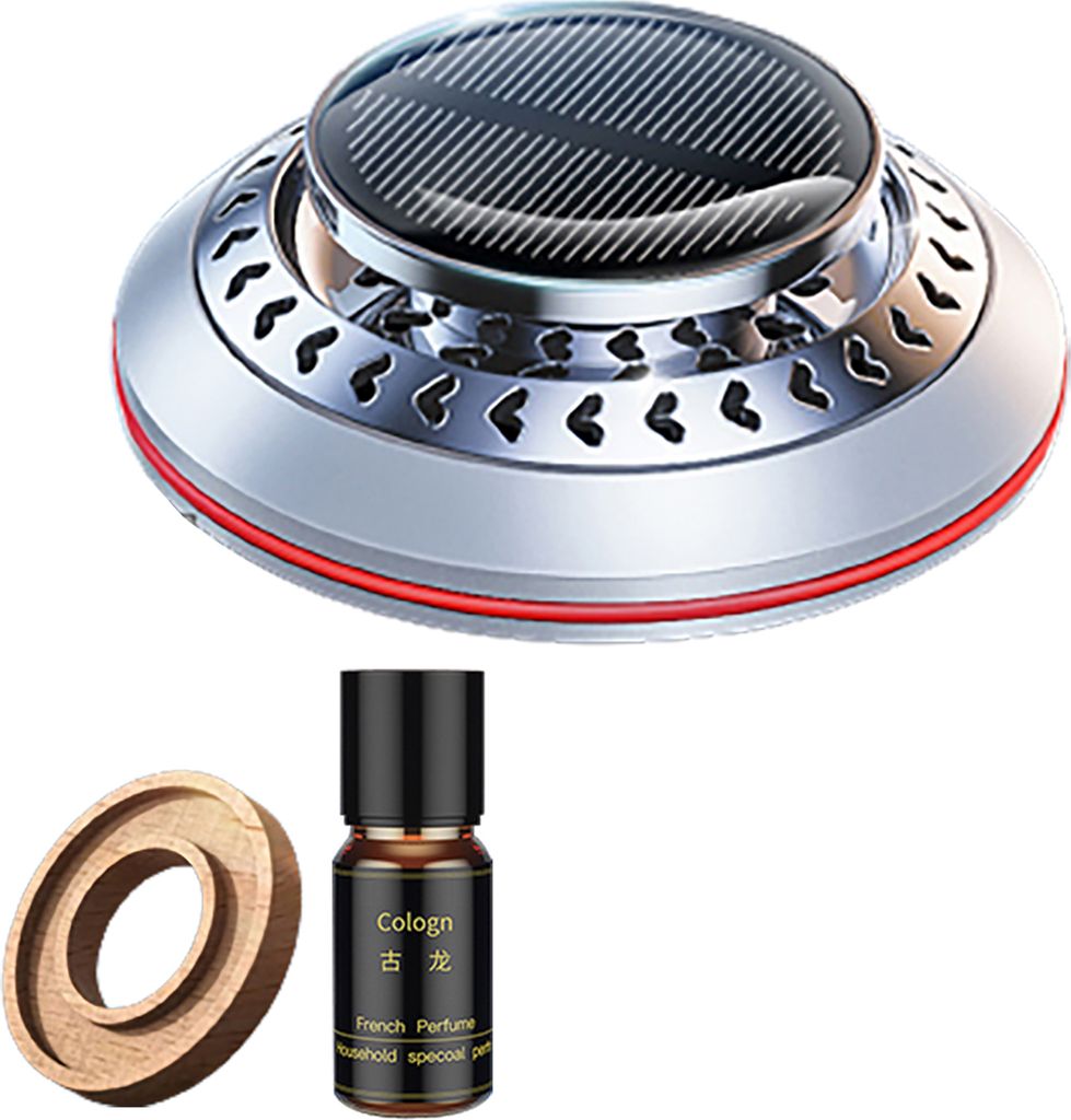 Solarbetriebener Auto-Lufterfrischer, lang anhaltender Duft, Deodorant, Aluminiumlegierung, Auto-Diffusor für ätherische Öle, Aromatherapie, Aut...