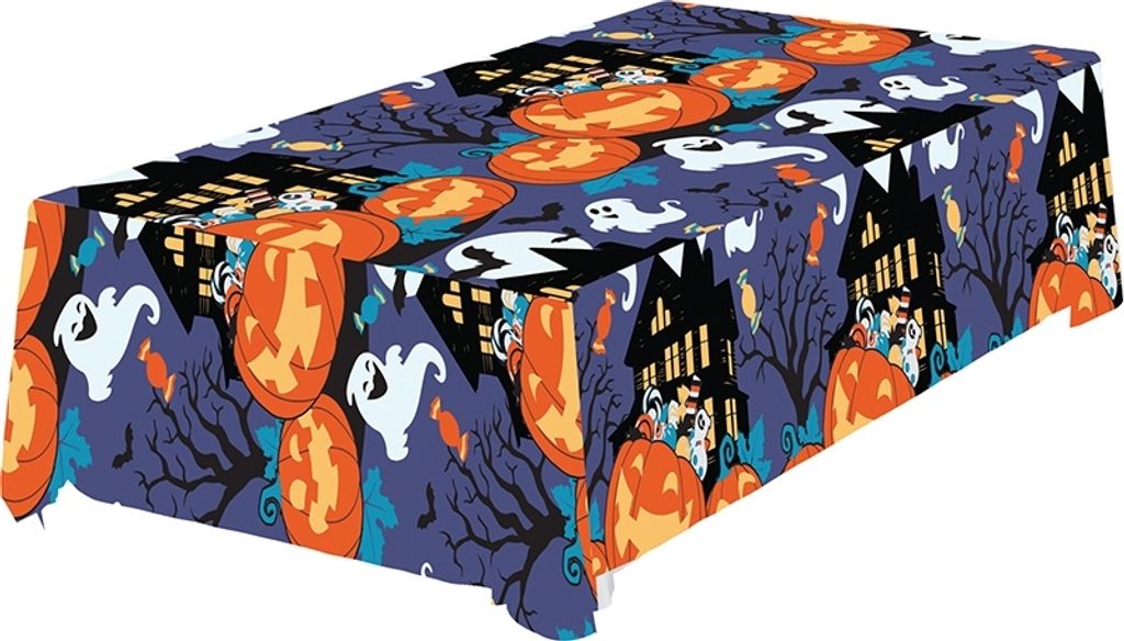 HALLOWEEN Kürbisgeist-Party-Folientischdecke 137 x 274 cm