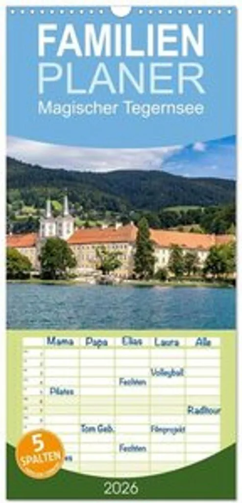 Calendrier Mural Familial 2026 avec 5 Colonnes de Notes 21x45 cm Duo