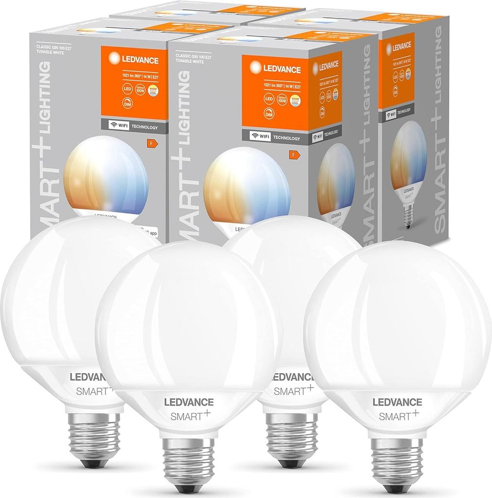 4 x Ledvance LED Smart+ G95 Globe 14W = 100W E27 mat 1521lm Image du produit 
