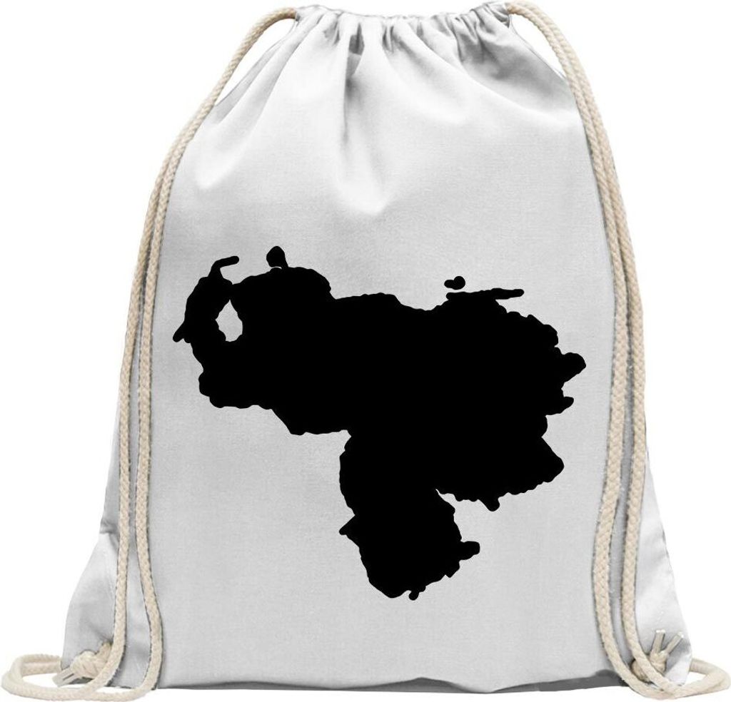 Kiwistar - Turnbeutel - weiss - Venezuela Umriss Kontur - Fun Rucksack Sport Beutel Gymsack Baumwolle mit Ziehgurt