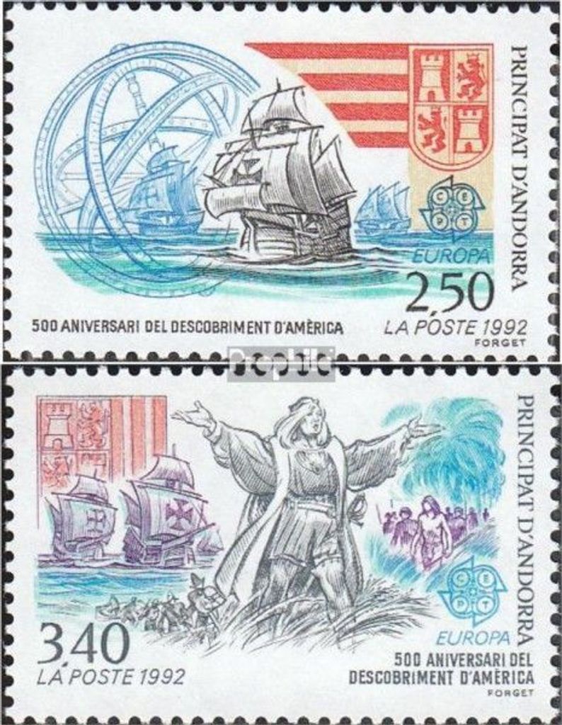 Briefmarken Andorra - Französische Post 1992 Mi 437-438 (kompl.Ausg.) postfrisch Amerika