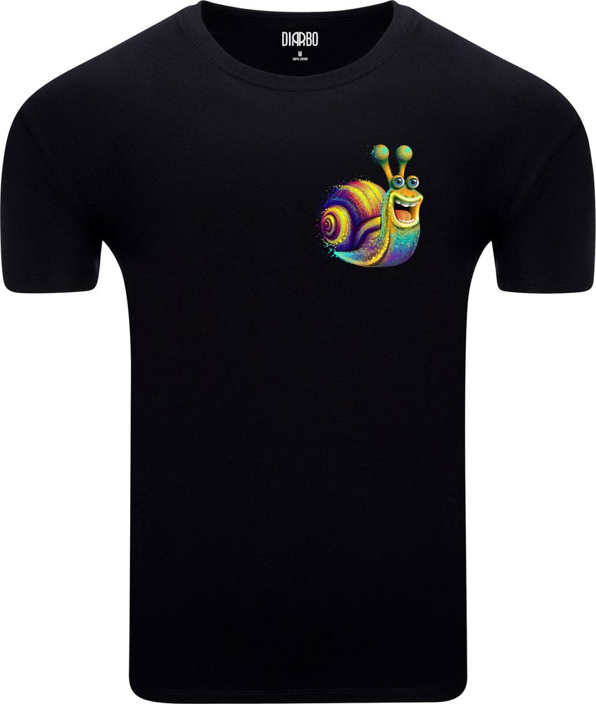 Diarbo Herren T-Shirt mit Tierliebhaber Druck Lächelnde Schnecke Schwarz Gr.M