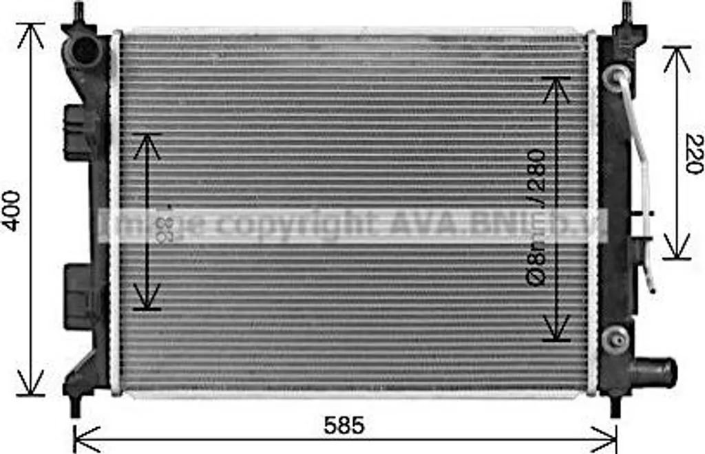 Radiateur de refroidissement eau AVA HY2493 compatible Hyundai i20 essence