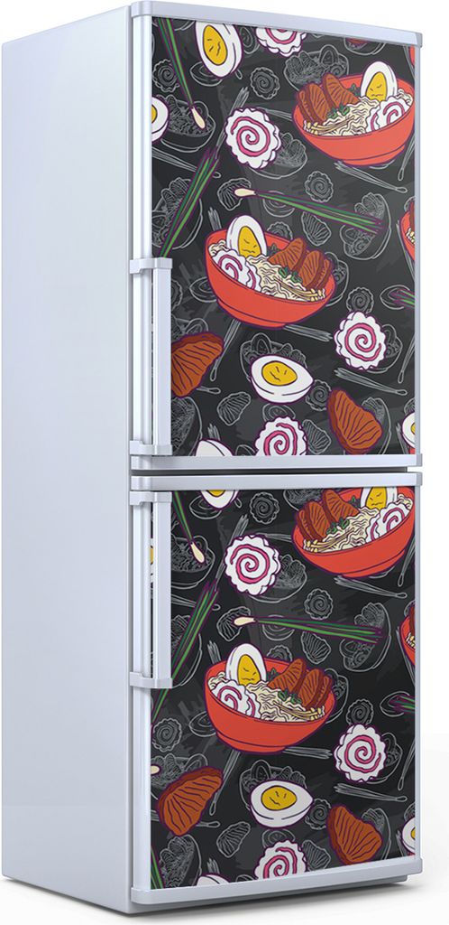 Kühlschrankdekoration 70x180 cm Aufkleber auf dem Kühlschrank - Ramen Suppe mit Nudeln