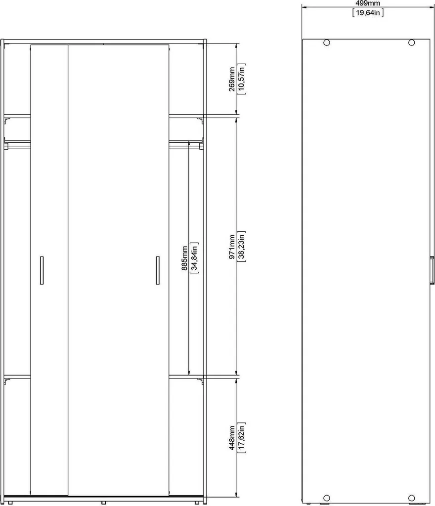 Armoire dressing 2 portes blanche Cindy pour optimiser le rangement