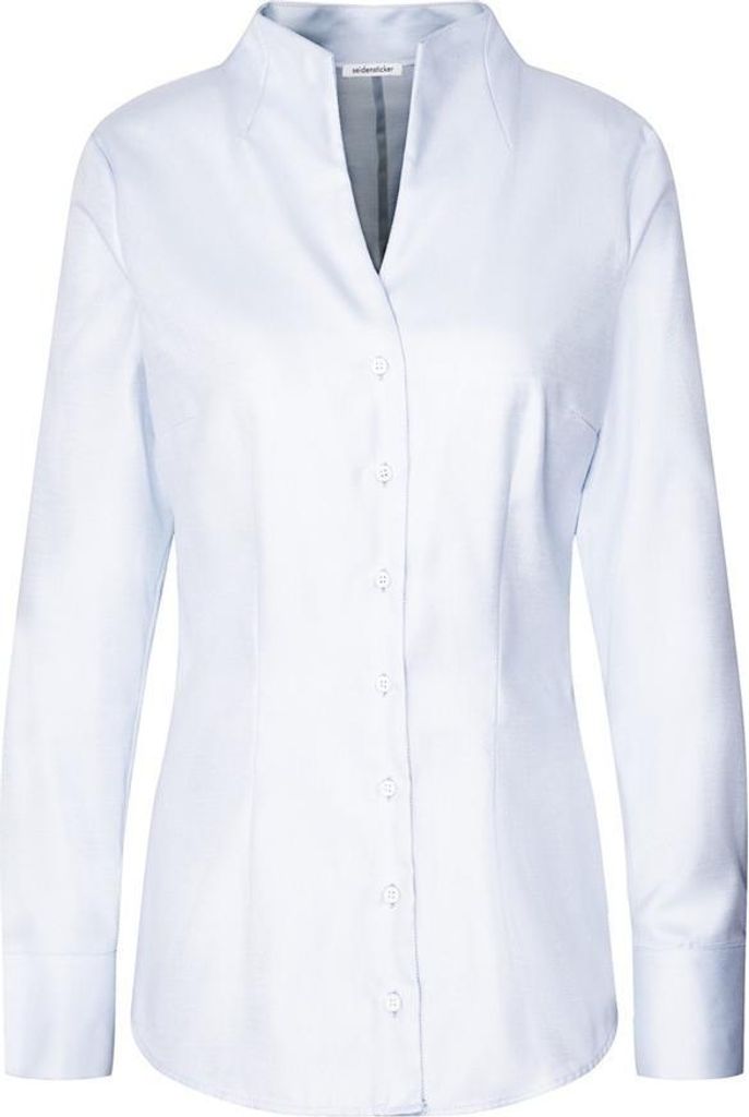 Seidensticker CITY-BLUSE Damen Langarm Kelch Slim-Fit Hellblau 32