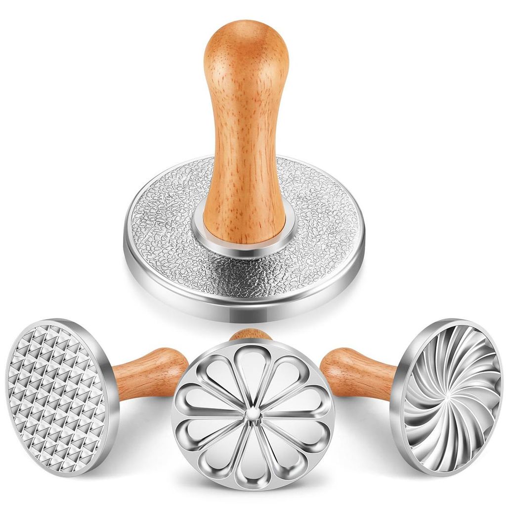 3-teiliges Keksstempel-Set aus Metall mit Holzgriff, ideal für Weihnachten, Thanksgiving, DIY Backen von Kuchen & Gebäck