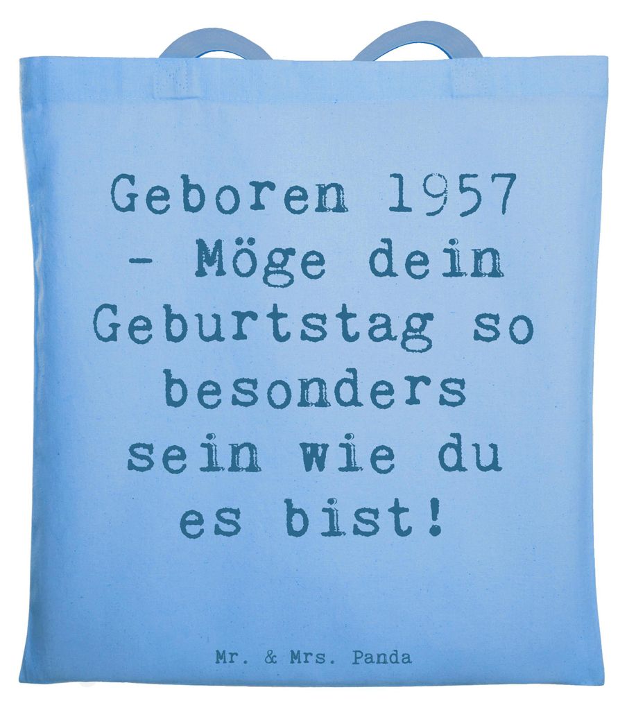 Mr. & Mrs. Panda Tote Bag Spruch 1957 Geburtstag - Sky Blue - Geschenk, Alter, besonderer, Shopping Tasche, herzlicher Wunsch, festival, Jubiläum,...