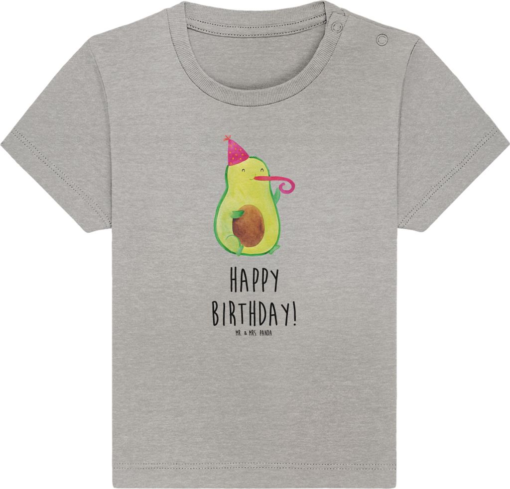 Mr. & Mrs. Panda Babyshirt Avocado Geburtstag 24. - 36. Monat - Heather Grey - Geschenk, T-Shirt, Happy Birthday, Kinder, Party, Alles Gute, Baby J...