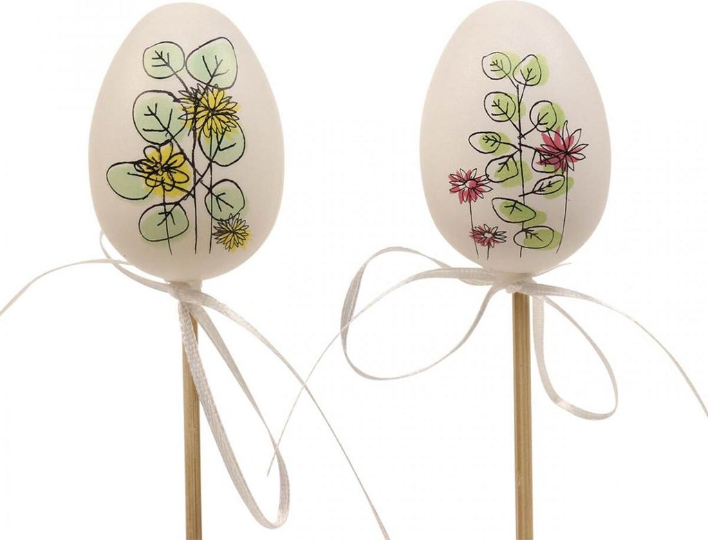 Ostereier Plastik Pflanzenstecker 12er Set - Osterdeko, Frühlingsdeko, Blumenschmuck, 12 Stück