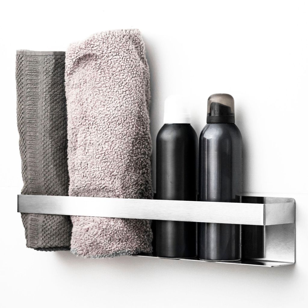 ELMOWO - Edelstahl Handtuchregal ohne Bohren für 5 Handtücher silber - Handtuchhalter für das Bad auch als Duschablage - Handtuchhalterung Badez...