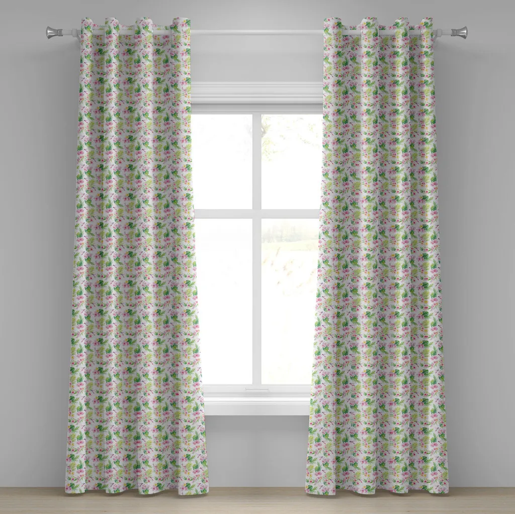 Rideau à œillets Luau ABAKUHAUS Motif Hibiscus Exotique 280x175 cm