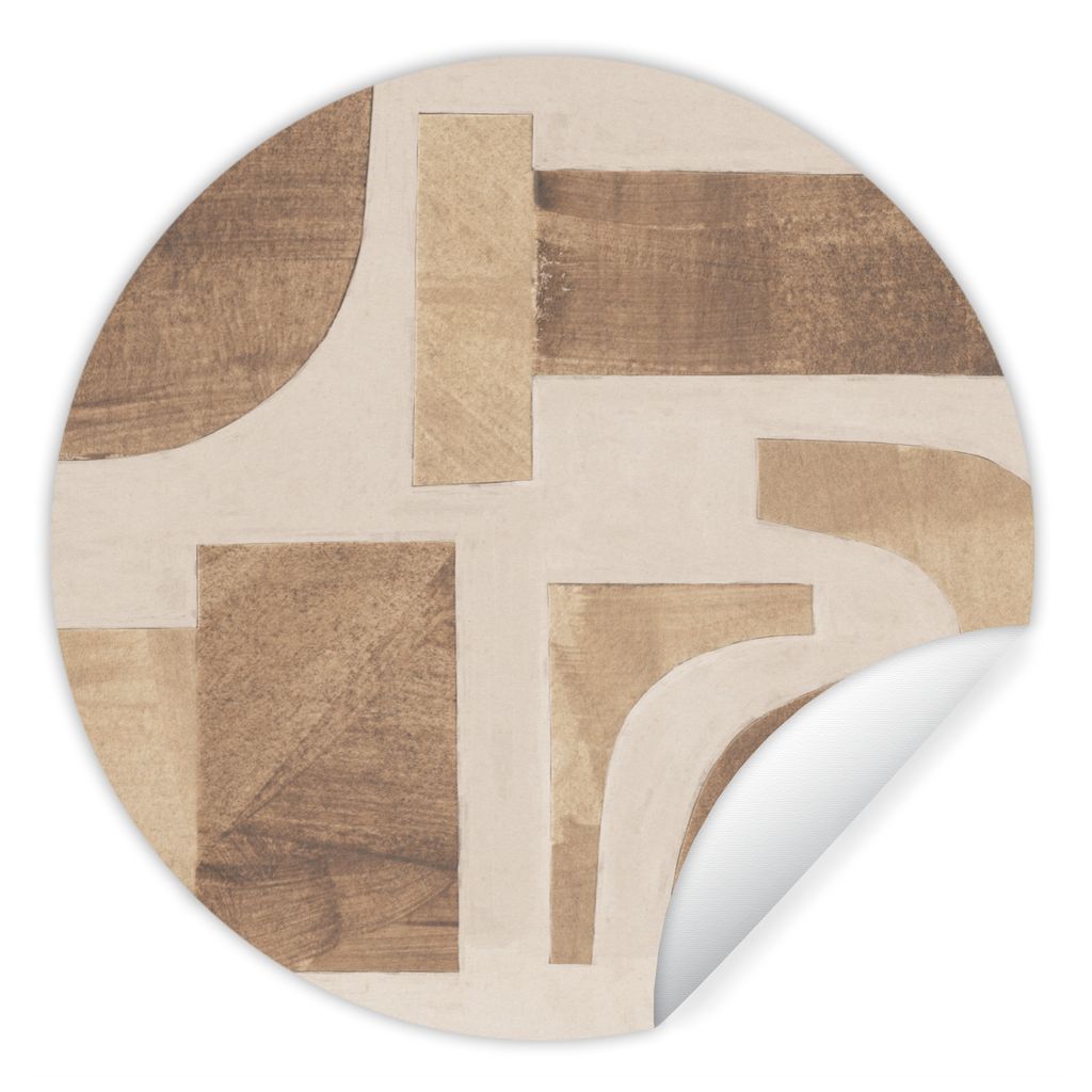 MuchoWow Runde Wandtattoo - Wandsticker Tapete Aufkleber Formen - Abstrakt - Puzzle - Holz Ø 100 cm Selbstklebend und Repositionierbar - Wandauf...