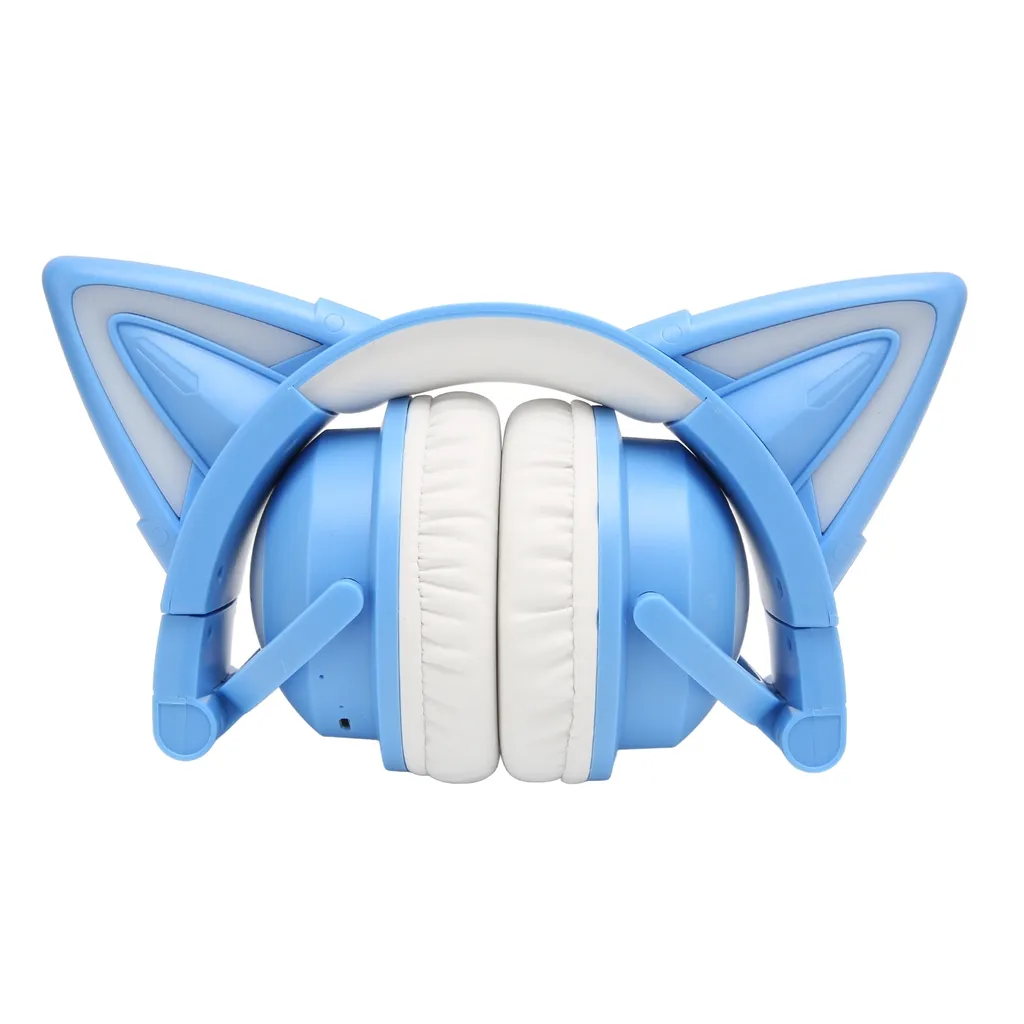 Casque Bluetooth Oreilles de Chat LED Stéréo sans Fil pour Enfants Rose