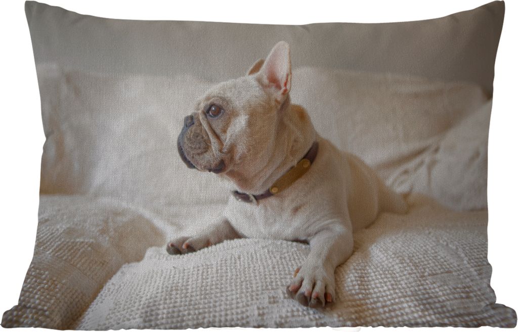 MuchoWow® Outdoor Kissen - Französische Bulldogge - weiß - Produktbild 