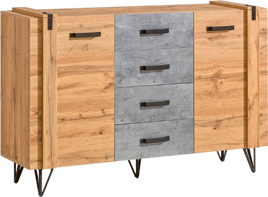 Minio, Kommode "MILENIUM 5", mit Metallfüßen, 135 cm, Wotan Produktbild 
