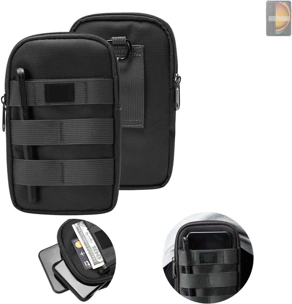 K-S-Trade Holster Gürtel Tasche kompatibel mit Samsung Galaxy XCover7 Handy Tasche Schutz Hülle dunkel-grau viele Fächer, 1x