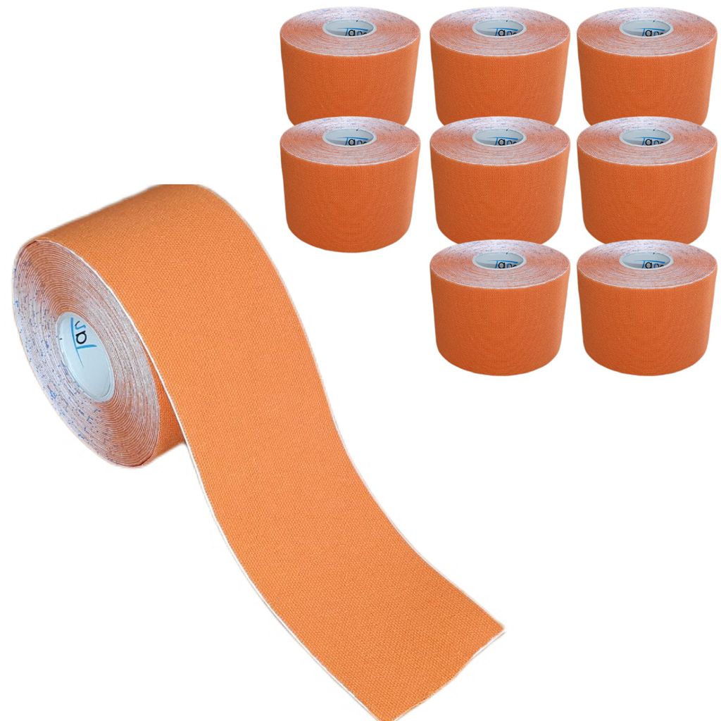 9 Rollen - Tapefactory24 Getting Started Kinesiologie Tape 5cm x 5m - orange, Tapes Taping Klebeband Tapeverband Bandage wasserfest