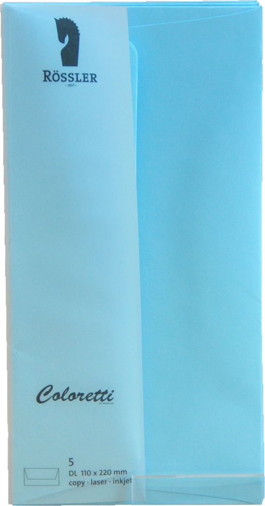 Rössler Papier 220702517 Coloretti Briefumschläge DL 5 Stück himmelblau