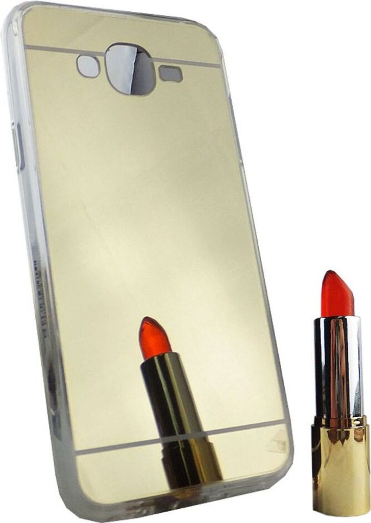 Samsung Galaxy J7 2015 Handy Hülle Spiegel Mirror Soft-Case Schutz-Cover Gold