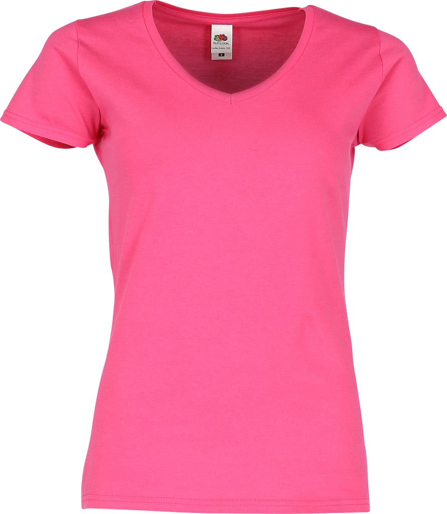 Fruit of the Loom Ladies Iconic 150 V-Neck T-Shirt Farbe: fuchsia Größe: M