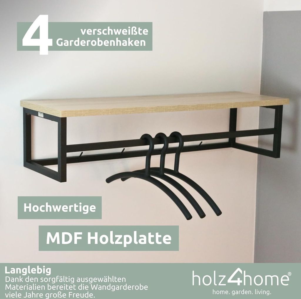 Houten wandplank - Pure - Klein - 4cm dik eiken - Boomstam - Wood & Work